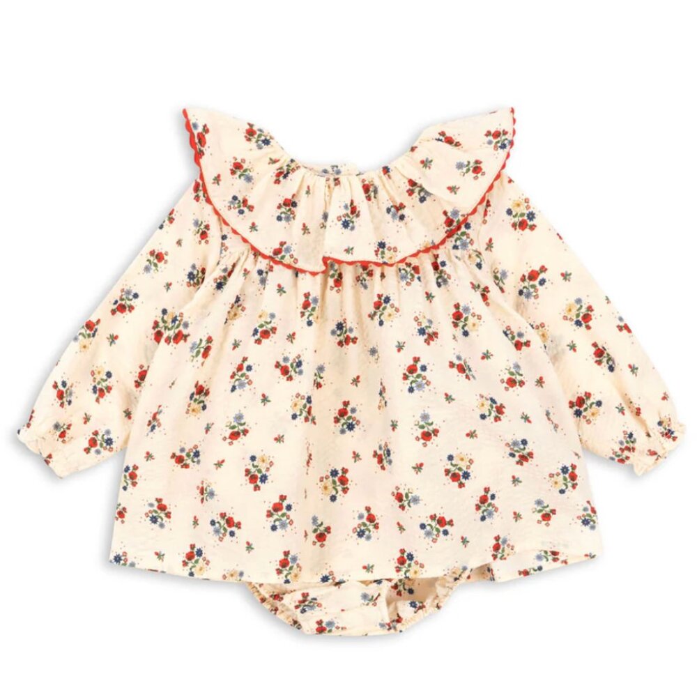 Konges Slojd Organic Cotton Baby Romper 12M Floral Collar